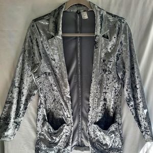 H&M Silver Velour Blazer with pockets